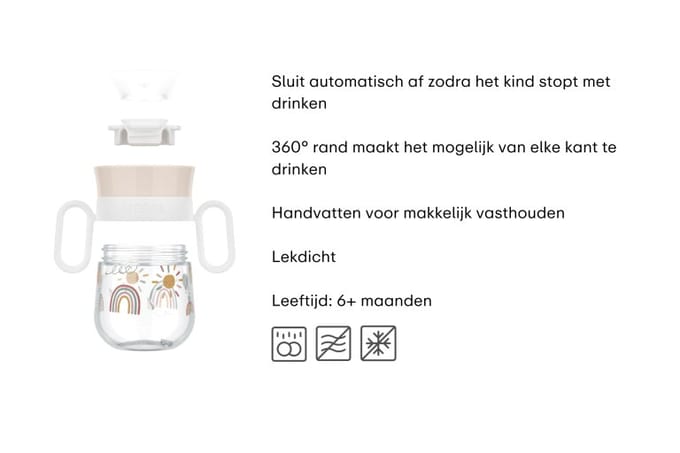 Mepal Mio 360° drinkbeker - 200 ml - Makkelijk vast te houden - Kinderservies - Sunshine & Rainbow
