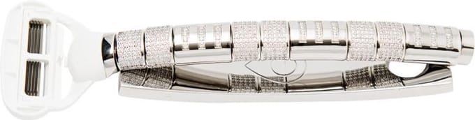 Scheermes Zirkonia White 3 Line Jewel met standaard