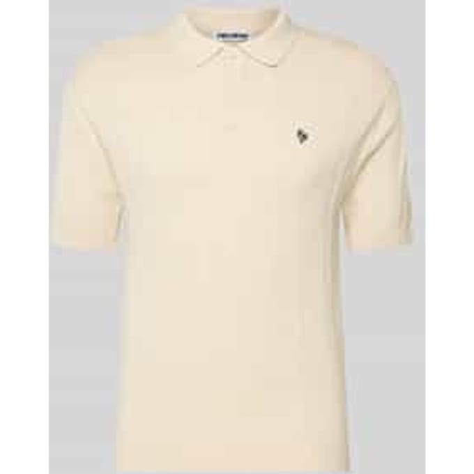 slim fit knitwear-poloshirt met labelstitching
