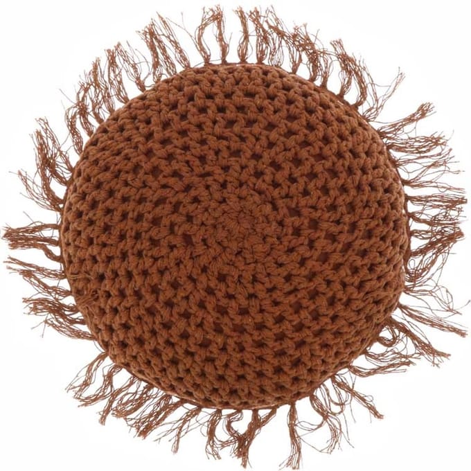 Unique Living - Kussen Tufo 45cm Ø Leather Brown