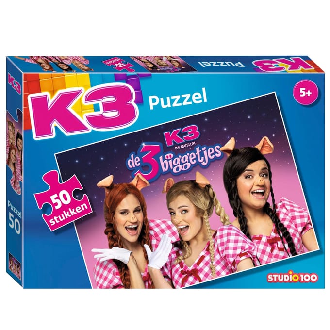 Studio 100 K3 De 3 Biggetjes puzzel 50 stukjes Kinderpuzzels
