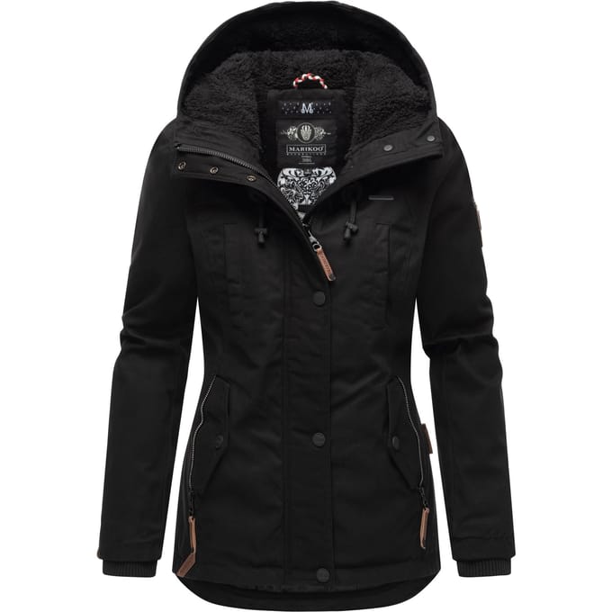 Marikoo dames winterjas met teddyfleece voering & capuchon