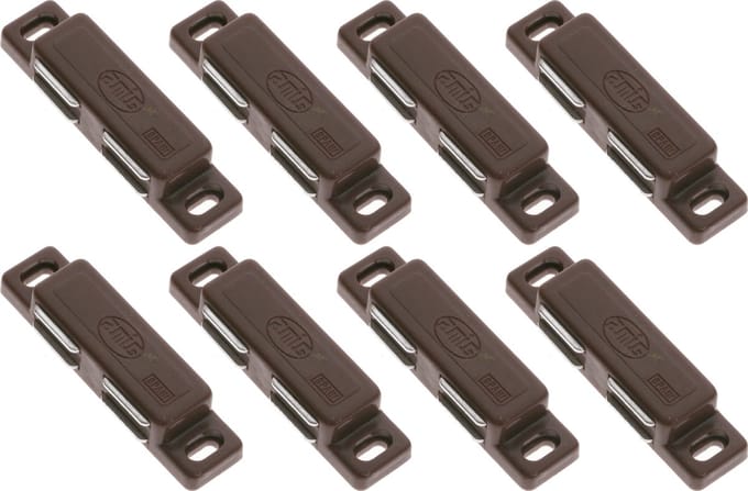 AMIG magneetsnapper/deurmagneet - 8 stuks - bruin - 7.6 x 1.8 x 1.4 cm - 6 kg