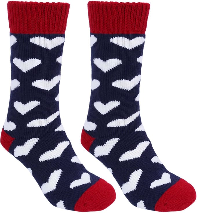 1x Lange, rode sokken met hartvormen - FEET HEATERS