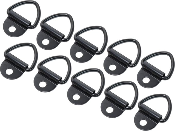 Set van 10 vloerringen / sjorogen zwart - 85 x 41 mm