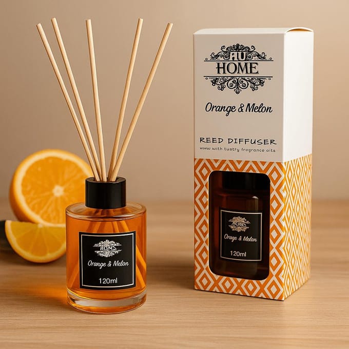 AW Geurstokjes - Sinaasappel & Meloen - 120ml - Aromatische Riet Diffuser - Aromatherapie