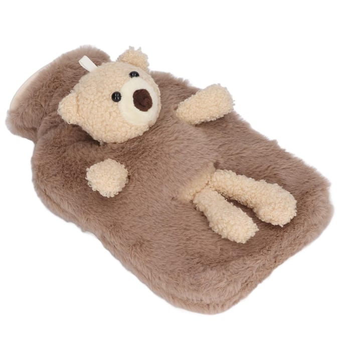 Bouillotte Multifonctionnelle Capacité 1000ml Large Goulot Mignonne Dessin Animé Bouillotte pour Maisons marron