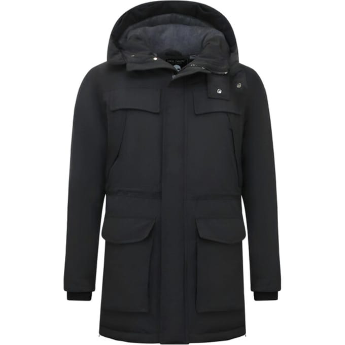 Lange Heren Parka Jas met Capuchon - 891- Zwart