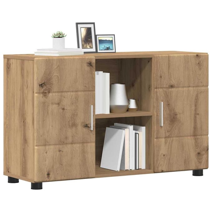 vidaXL - Dressoir - FLORIN - 88,5 - x - 30,5 - x - 55,5 - cm - Artisan - Eiken