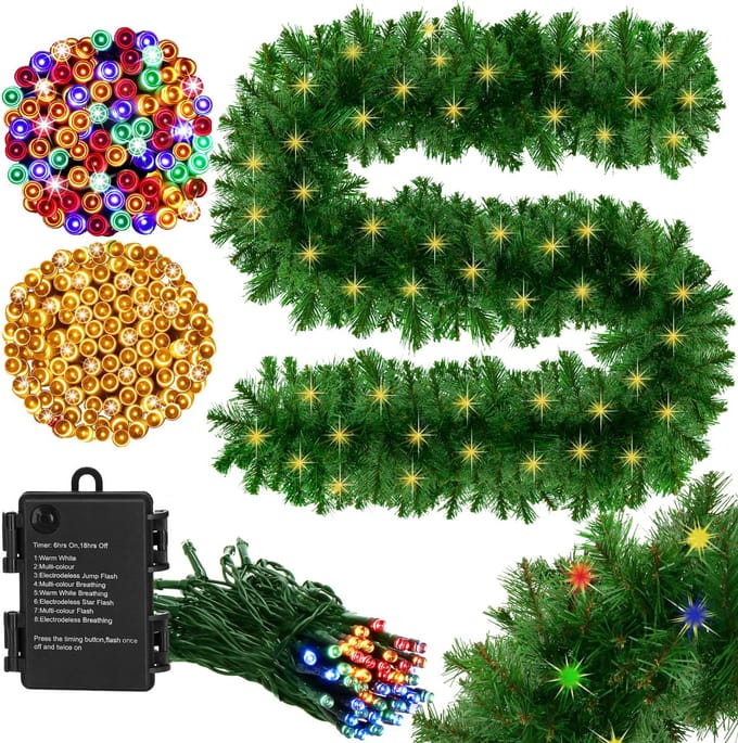 Springos Guirlande | 2,7 m | Lichtgevend | Multicolor | Warm Wit | 50 Led