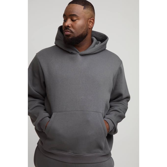 Plus Essential Regular Fit Over the Head Hoodie | Charcoal | Size 3XL