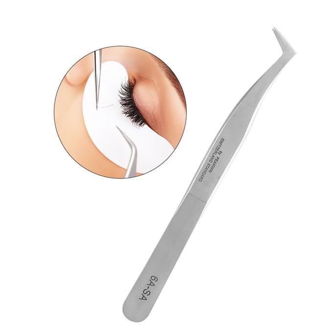 Outil d'Extension de Cils Acier Inoxydable Faux Cils Greffage Pince à Épiler 6A SA white