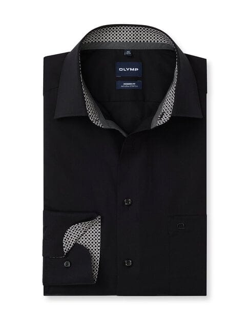 OLYMP Luxor Overhemd, Modern Fit, New Kent, Zwart