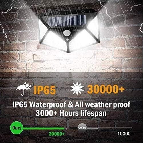 Lampe Solaire Extérieure 100 Led - Éclairage Détecteur De Mouvement 270° - prévision IP65 - Noir noir