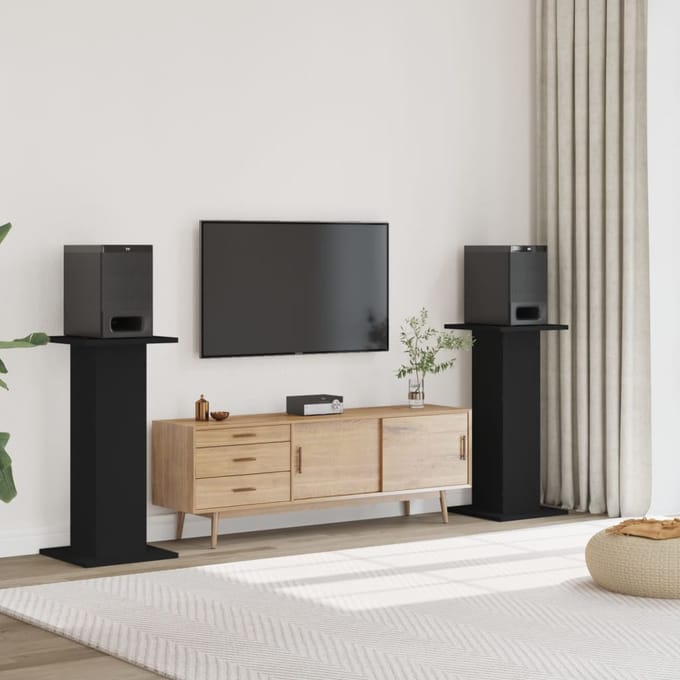 vidaXL - Speakerstandaards - 2 - st - 30x30x95 - cm - bewerkt - hout - zwart