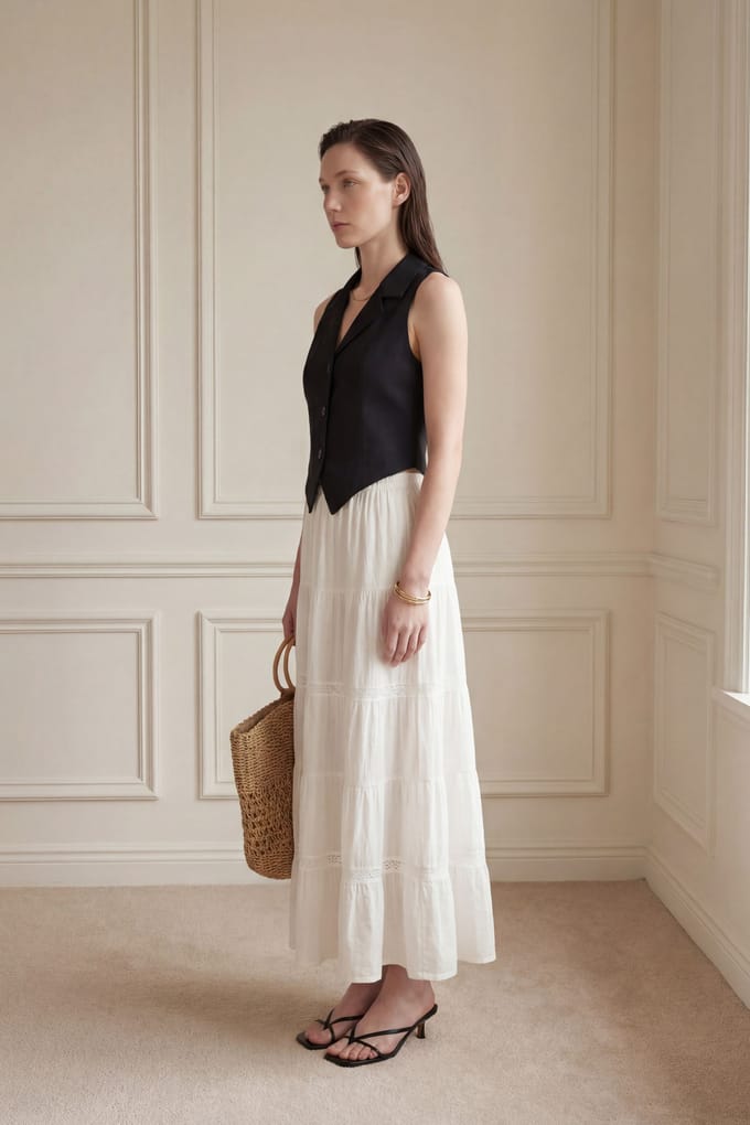 Mouwloze Gebuttonde Gilet met Rugdetail