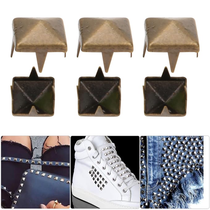 400 Sets 4MM-7MM DIY Leerbewerking Spike Klinknagels Vierkante Spike Sierspijkers Tassen Schoenen Riem AccessoiresBrons 5MM goud