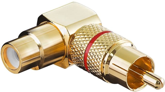 Tulp haakse audio adapter - rood / verguld (metaal)