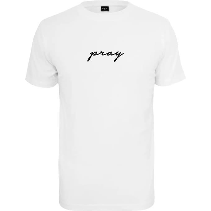 Mister Tee - Pray EMB Heren T-shirt - S - Wit