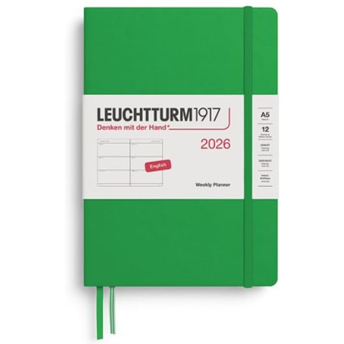 Leuchtturm1917 agenda 2026 1 week per 2 pagina's, hardcover, medium a5, spring leaf