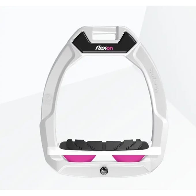 Veiligheidsstijgbeugels Paardrijden Hellend Grip Wit/Wit/Roze Flex-On Safe-On