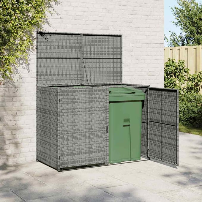 vidaXL - Containerberging - dubbel - 148x77x111 - cm - poly - rattan - antraciet