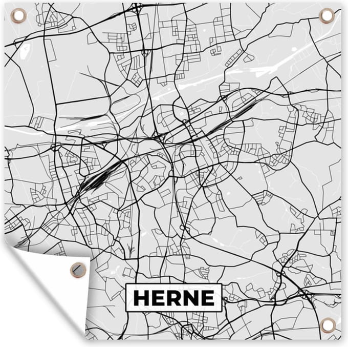 Tuindoek Plattegrond - Kaart - Stadskaart - Duitsland - Herne - 100x100 cm
