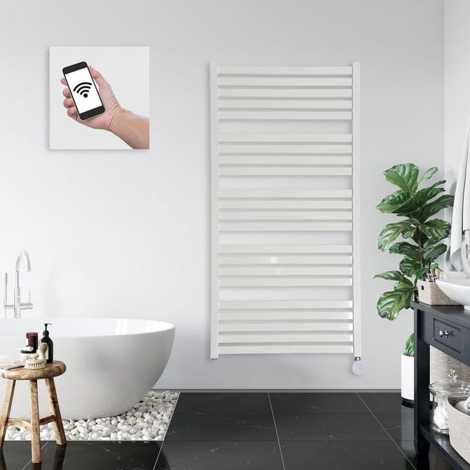 Elektrische Badkamerradiator Zwart met Thermostaat en Timerfunctie