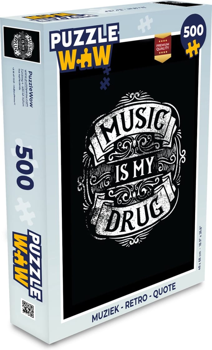 Puzzel Muziek - Retro - Quote - Legpuzzel - Puzzel 500 stukjes