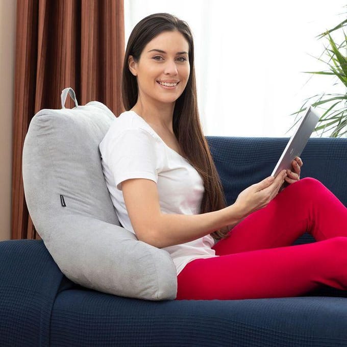 Coussin de lecture avec accoudoirs - InnovaGoods - Huglow - Gris - 90x45x20 cm - Ergonomique gris