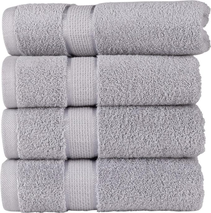 Homéé® Handdoek Ruche grijs 50x100 cm gekamde katoen 550g. m² 4 stuks