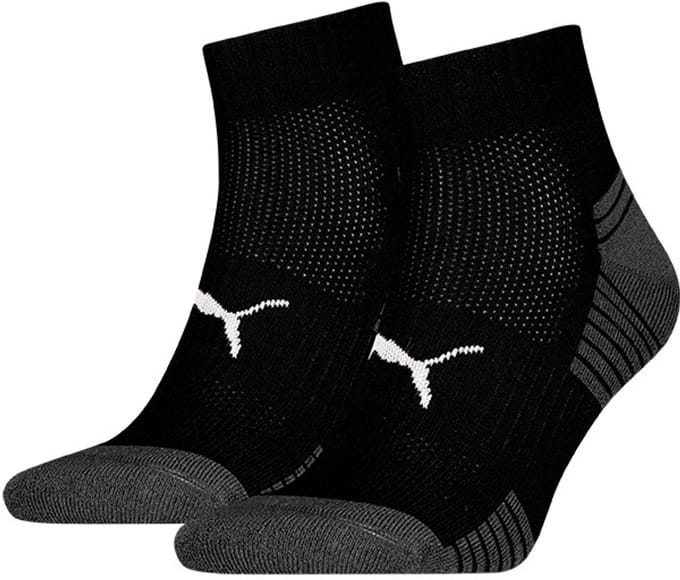 Unisex quarter sportsokken met badstof zool 2 pack – Black – 35-38