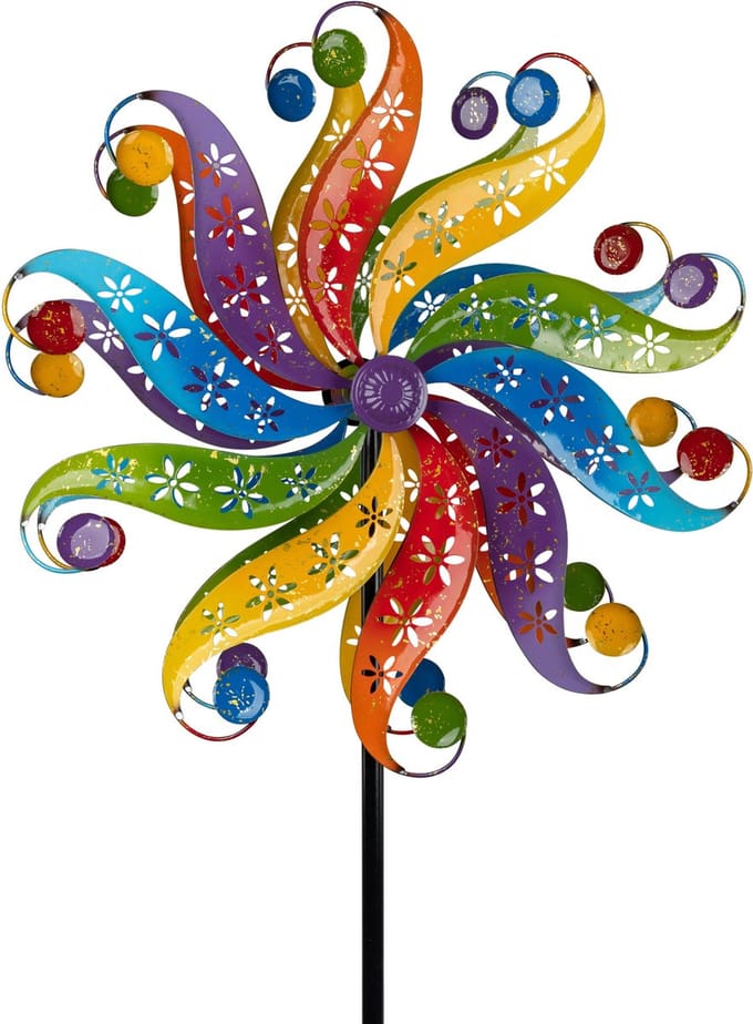 Tuinprikker - Windmolen - 40/128 cm - Kogellagers - kleurrijk - Metaal - Formano