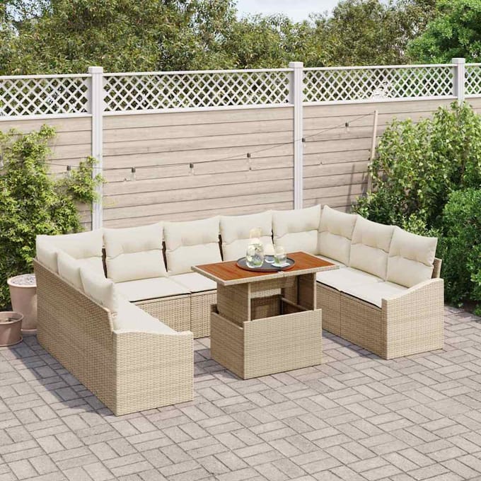 vidaXL - Tuinbank - Set - 10 - st - Beige - en - Crème
