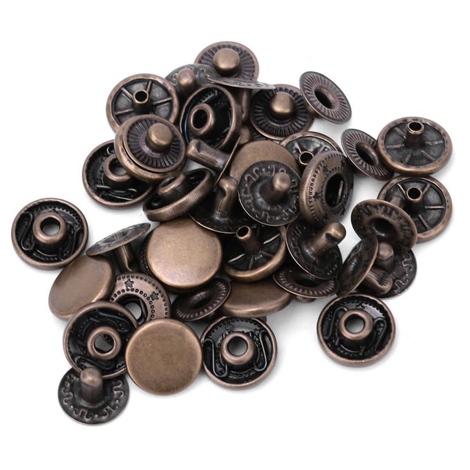 Ensemble de 50 boutons à pression en laiton pur, boutons ronds en tissu, accessoires de décoration de bagages(15mm Bronze) black
