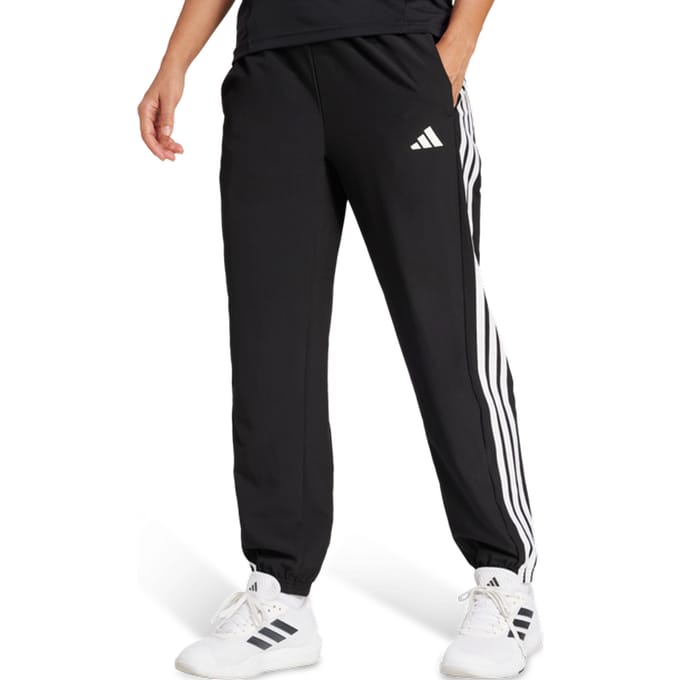 Adidas Train Essentials 3-stripes Woven Joggers Broeken Dames - Zwart - Maat S (34-36) - Poly Mesh