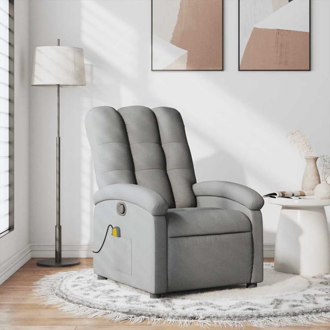 vidaXL - Massagestoel - verstelbaar - stof - lichtgrijs