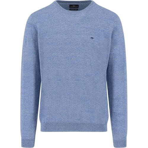 Fynch-Hatton Trui Supersoft Touch O-Neck Cotton Wool Blend Crystal Blue / male