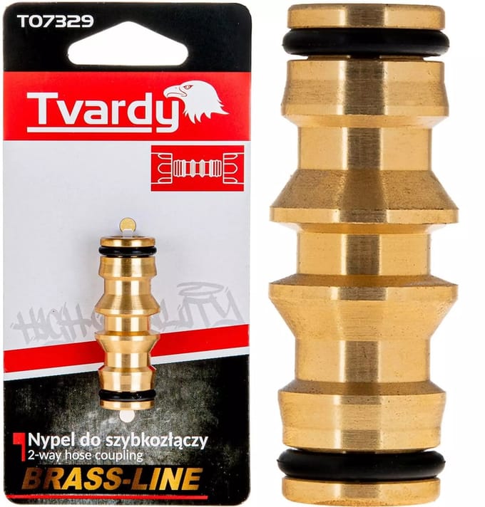 Tvardy 2-weg slangverbinder - messing - lekvrije koppeling - universele aansluiting