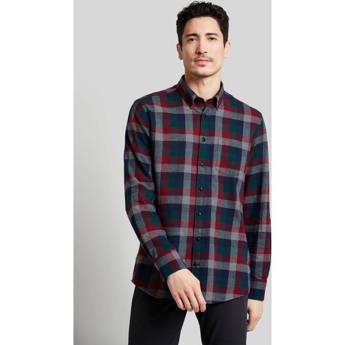 Bugatti Herren Casual overhemd met button-down kraag