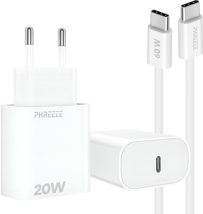 20w Power Delivery oplader met usb C poort met usb C kabel 1m - Snellader