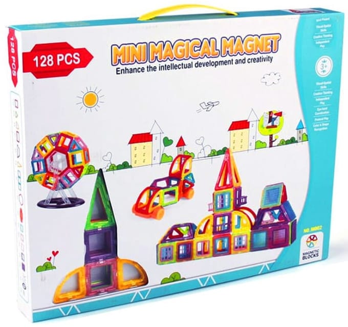 Mini Magical Magnet – Magnetische Bouwstenen Speelset – 128-delig – Educatief Constructiespeelgoed – 3+ jaar – Creatief Magnetisch Speelgoed voor Kinderen