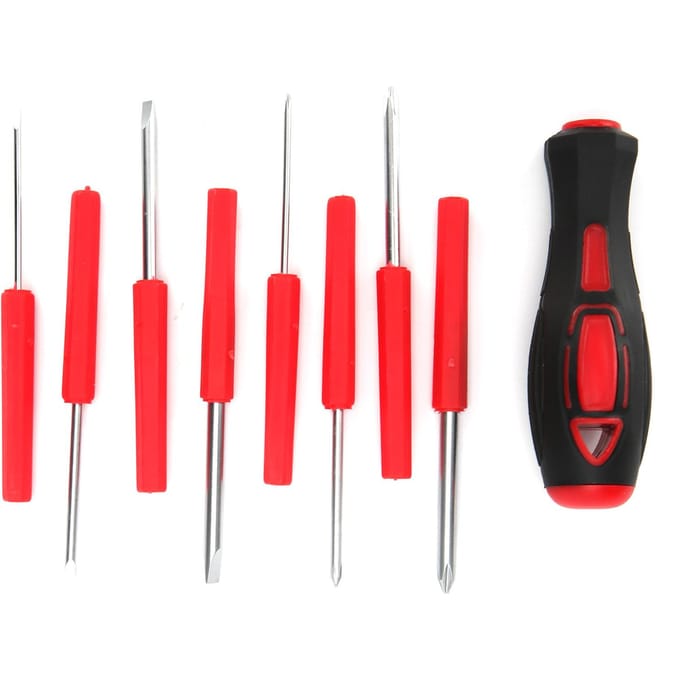 Schroevendraaier Combinatieset Multifunctioneel Reparatie 8 in 1 Handgereedschapsset met Handvat red