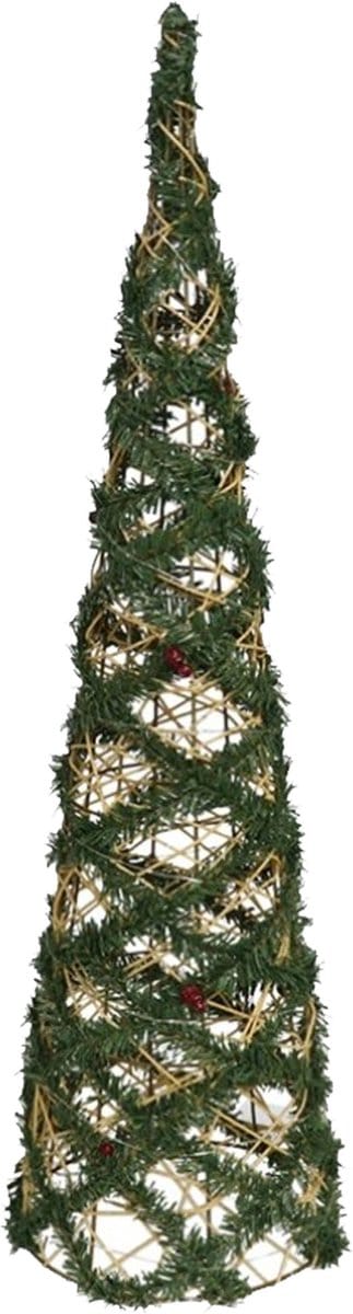 Gerimport Kerstverlichting kegel - 60 LEDs - groen - 78 cm - warm wit