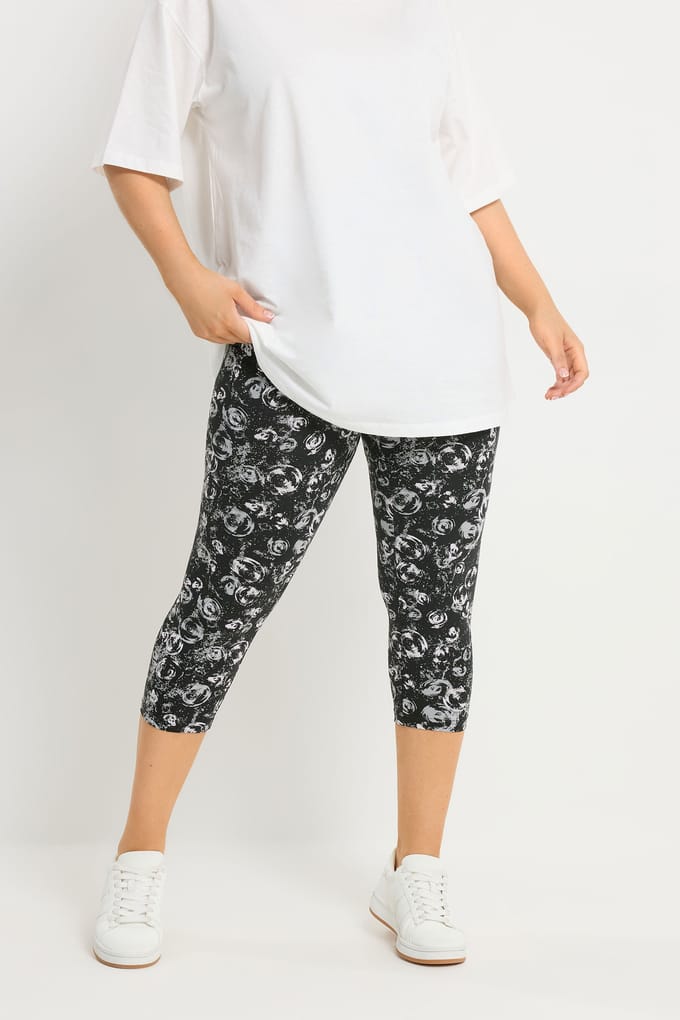 Yours 2 Pack Grijze Swirl Cropped Leggings Size 42
