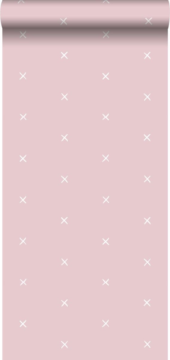 ESTAhome behang grafisch motief roze - 53 cm x 10.05 m - 139069