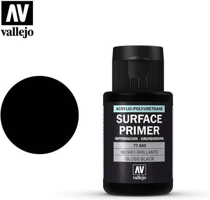 Vallejo Hobbyverf Acrylverf - 77660 Gloss Black - Primer - Acryl (32 ml) Verf flesje - 32 ml