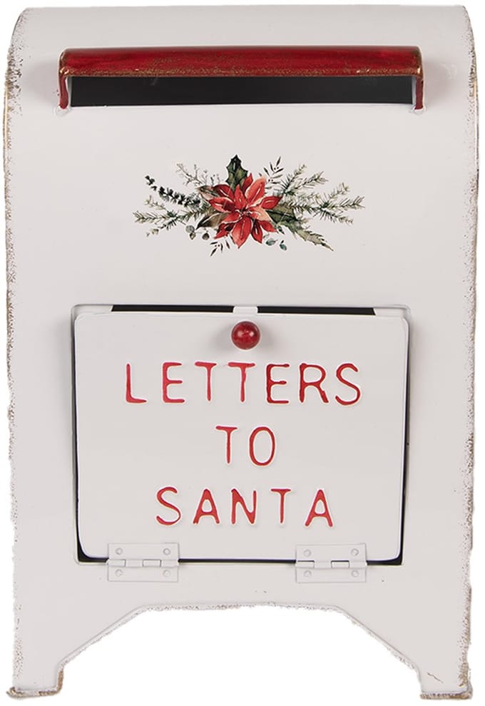 Clayre & Eef Kerstdecoratie Beeld Brievenbus 20x14x30 cm Wit Metaal