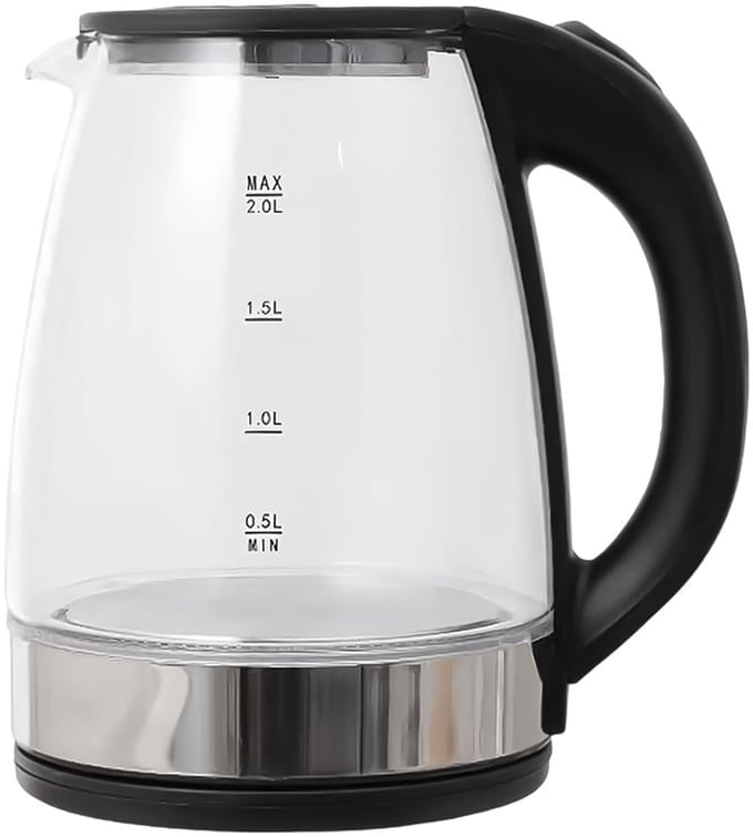 Glazen Waterkoker - 2 Liter - Blauw LED Verlichting - 1500 Watt - RVS