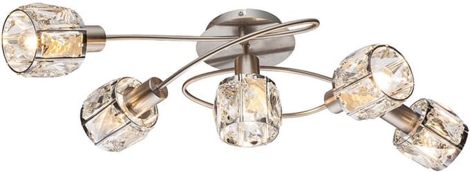 Plafondlamp armen gebogen glas kristal woonkamer eetkamer lamp chroom spot
